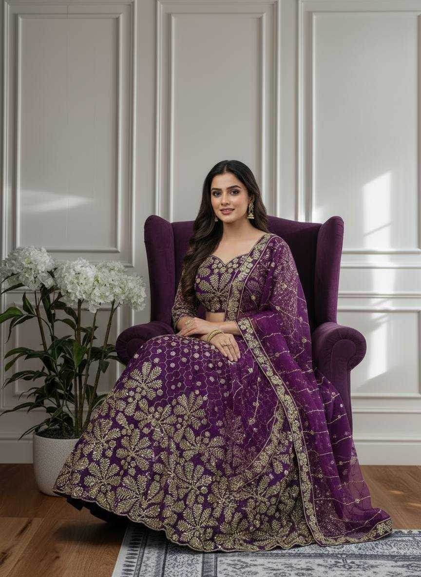 Butterfly Net Embroidered Lehenga - MYLUXURY LANE ENTERPRISE